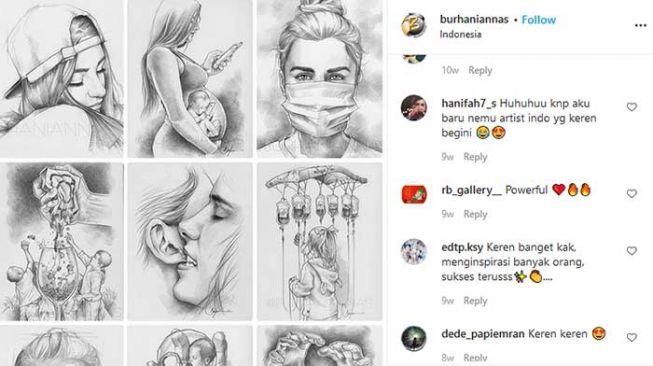 Tangkapan layar karya sketsa kritik di Instagram @burhaniannas. [Instagram/@burhaniannas]