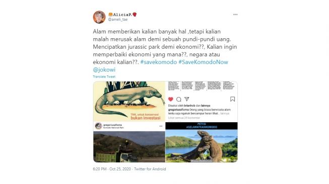 Cuitan warganet #Savekomodo. [Twitter]