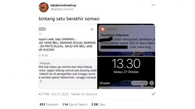 Dianggap Beri Ujaran Kebencian, Pembeli Ini Kena Somasi Online Shop