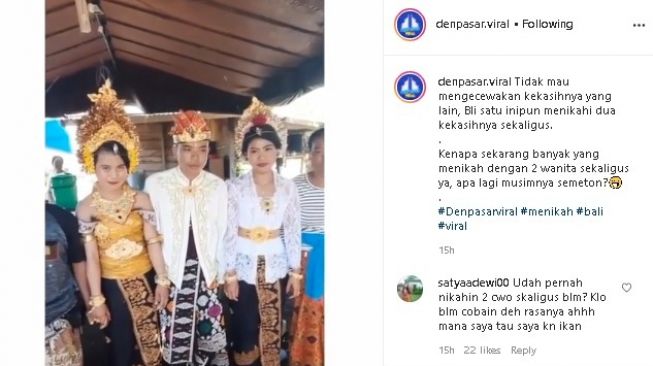 Pemuda Bali disebut menikahi dua pacarnya. (Instagram/@denpasar.viral)