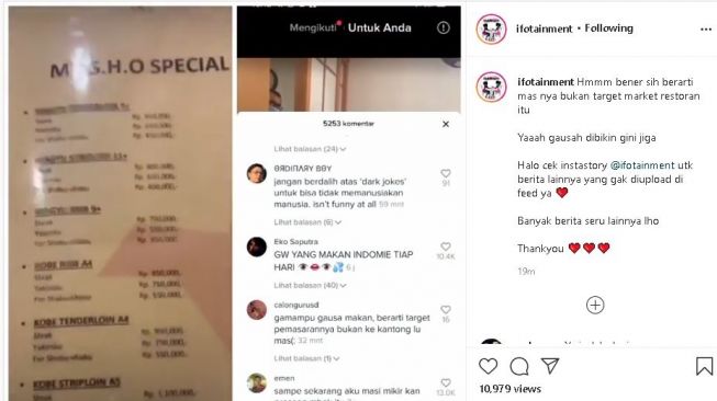 Harga makanan mahal yang membuat pelanggan protes. (TikTok/@adhatulhikmaa)