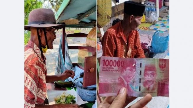 Kakek Penjual Gado-gado Kena Tipu, 5 Bungkus Diborong Pakai Uang Mainan