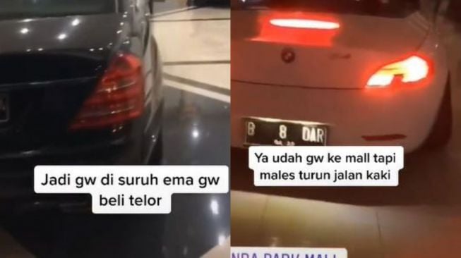 Beli telur pakai mobil ke sebuah mal. (TikTok/@haidaraziz88)