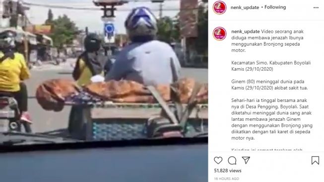 Viral Pengendara Motor di Boyolali Bawa Jenazah Ibunya dengan Bronjong