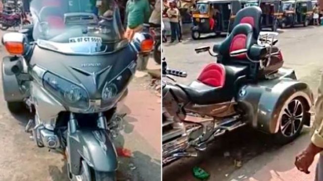 Moge Honda Gold Wing dipakai untuk membeli sayuran di pasar (Youtube)