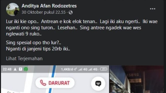 Unggahan soal Gudeg Bromo Bu Tekluk (Facebook/Anditya Afan Rodozetres)