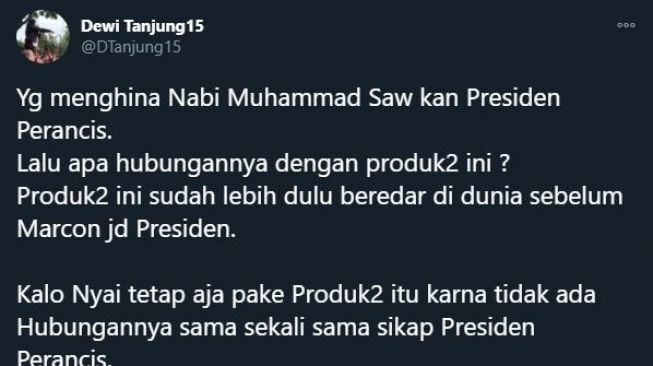 Pendapat Dewi Tanjung soal Emmanuel Macron. (Twitter/@DTanjung15)