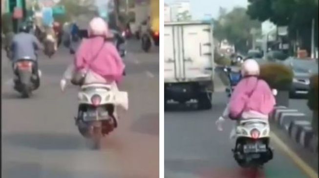 Sakti! Video Ibu-ibu Naik Matik Bantu Buka Jalan untuk Ambulans