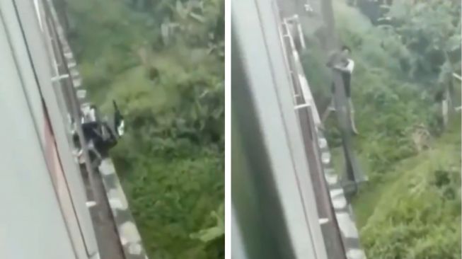 Viral Video Nekat Terobos Jembatan Rel Kereta Api, Bikin Warganet Bergidik