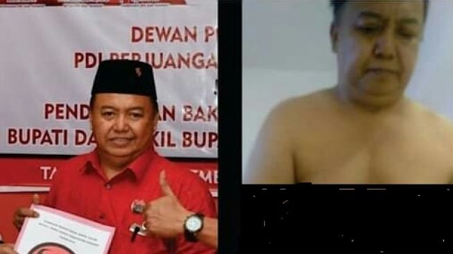 Ketua PDI Perjuangan Kabupaten Pangkep Abdul Rasyid dan pria diduga mirip dirinya beredar di media sosial / [Foto : Facebook Moh. Rizki]