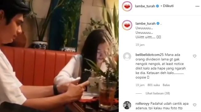 Unggahan soal Ranty Maria dan Rayn Wijaya [Instagram/@lambe_turah]