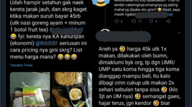 Kritik Makanan di Kereta Api Terlalu Mahal, Pria Ini Disemprot Balik Publik