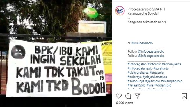 Diduga Muridnya Rindu Sekolah, Gerbang SMA N 1 Karanggede Disegel Spanduk