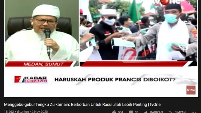 Tengku Zul boikot produk Prancis. (YouTube/tvOneNews)