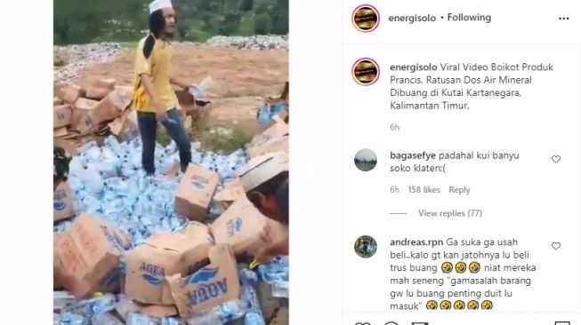 Video pembuangan air mineral di Kutai Kartanegara. - (Instagram/@energisolo)