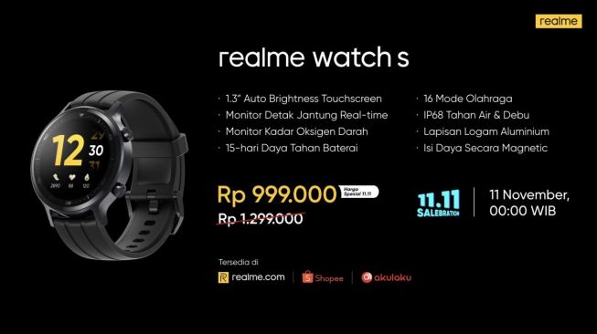 realme Watch S “Smarter Around The Clock”. (Dok : realme)