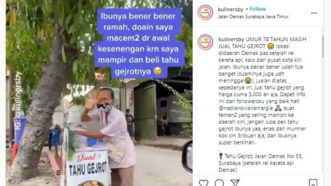 Nenek penjual tahu gejrot (Instagram @kulinersby)