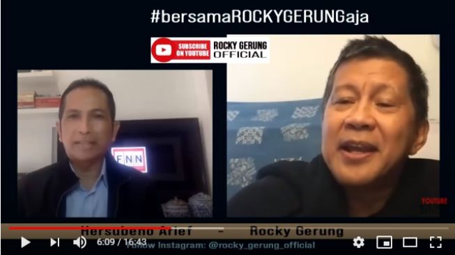 Rocky Gerung dalam tayangan YouTubenya bersama Hersubeno Arief. - (YouTube/Rocky Gerung Official)