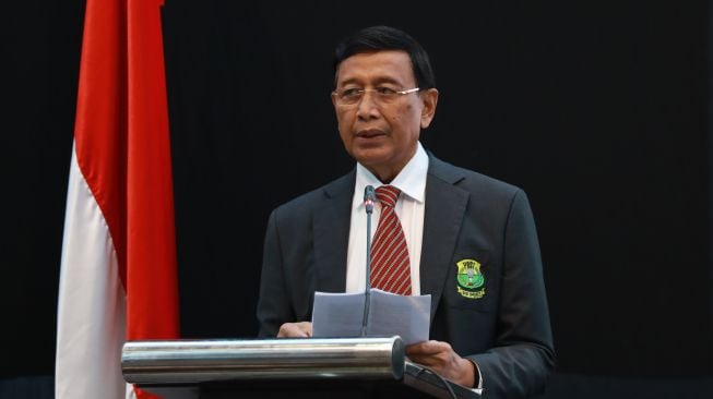 Ketua Umum PP PBSI 2016-2020 Wiranto berpidato dalam pembukaan Musyawarah Nasional (Munas) 2020 PBSI di JHL Serpong, Banten, Kamis (5/11/2020). [Dok. PBSI]