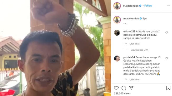 Tangkapan Layar Instagram Ade Londok.