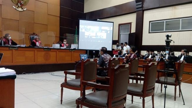 Penampakan sidang kasus Djoko Tjandra yang digelar di PN Jakarta Timur. (Suara.com/Arga)