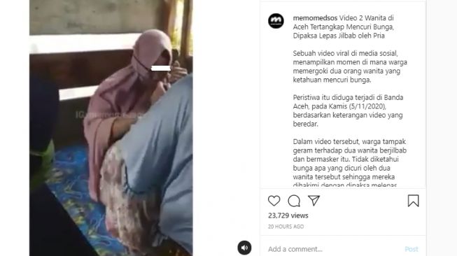 Viral! Dua Perempuan Dipaksa Lepas Jilbab Gegara Ketahuan Mencuri Bunga