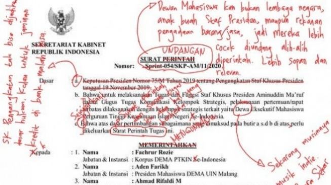 Typo Tingkat Dewa, Surat Stafsus Jokowi Direvisi Warganet Layaknya Skripsi