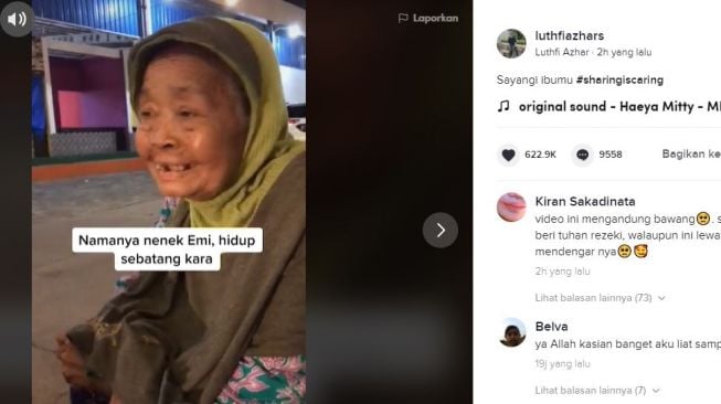 Kisah hidup nenek sebatang kara. (TikTok/@luthfiazhars)