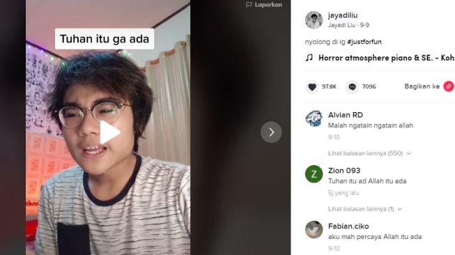 Tangkapan layar konten tentang Tuhan. (TikTok/@Jayadiliu)