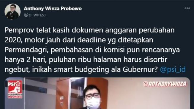 PSI kritik Pemprov DKI. (Twitter/@p_winza)