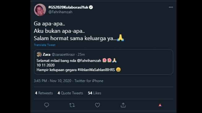 Cuitan Fahri Hamzah tentang ulang tahunnya yag hampir terlupakan. (Twitter/@Fahrihamzah)