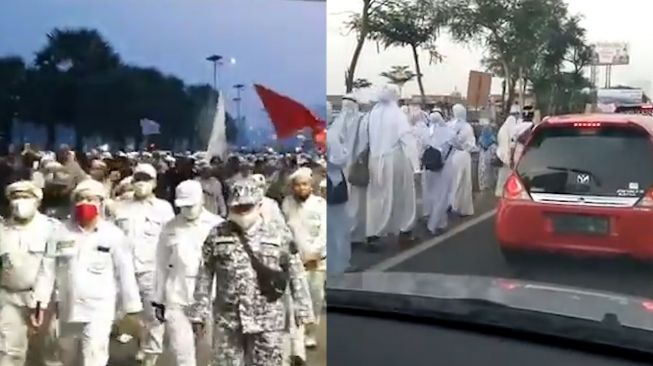 Sambut Kepulangan Habib Rizieq, Ribuan Massa Jalan Kaki