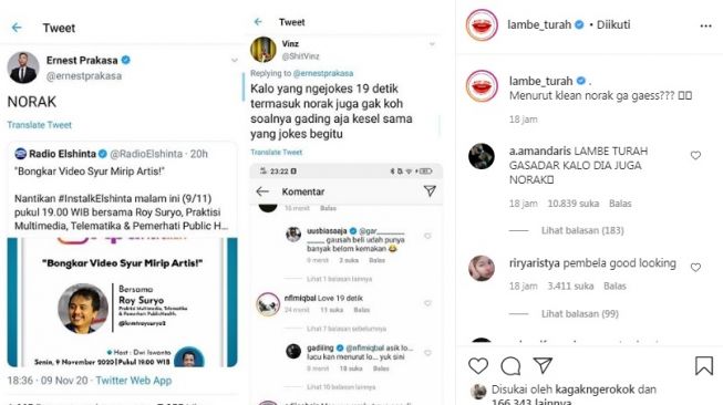 Unggahan soal Gading Marten [Instagram/@lambe_turah]
