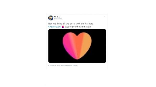 Animasi Like baru Twitter di AppleEvent. [Twitter]