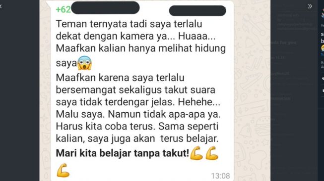 Chat lucu dosen selama kuliah online. (Twitter/@collegemenfess)