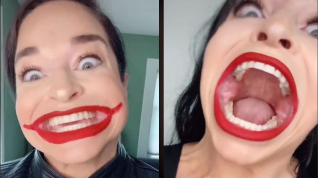 Sosok Wanita dengan  Mulut Super Lebar Jadi Viral Meski 