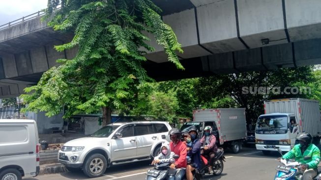 Kolong Jembatan Pasar Pagi Asemka, Roa Malaka, Jakarta Barat, lokasi penemuan tiga bocah di bawah umur diduga korban ekspolitasi. (Suara.com/Yosea Arga)