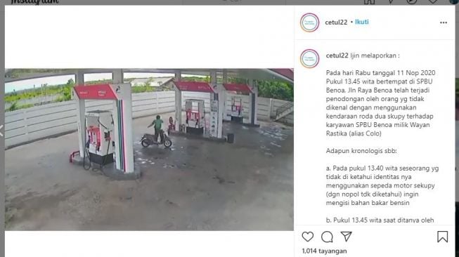 Aksi Penodongan SPBU. (Instagram/@cetul22)