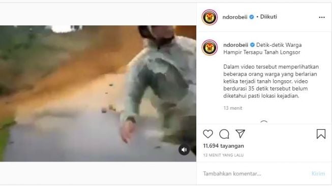 Video tanah longsor. (Instagram/@ndorobeii)