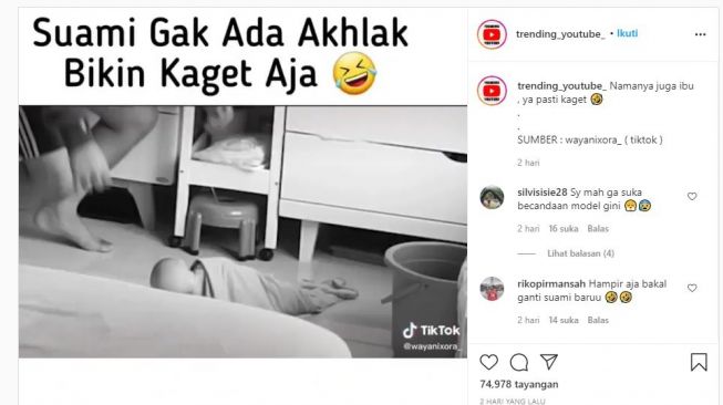 Video suami ngeprank istri. (Instagram/@trending_youtube_)