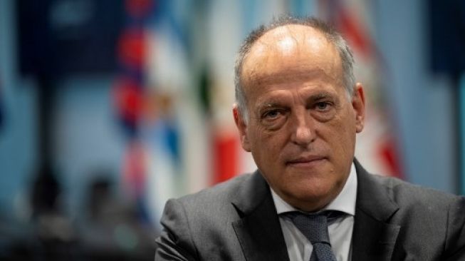 Presiden La Liga Javier Tebas diwawancarai AFP di Madrid pada 21 Oktober 2020. [AFP]