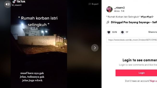 Rumah korban istri selingkuh. (TikTok/@_nisanr2)