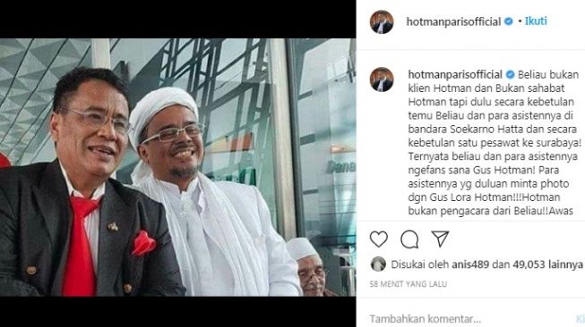 Emoh Dampingi Habib Rizieq, Hotman Paris: Saya Terlalu Sibuk Perkara Bisnis