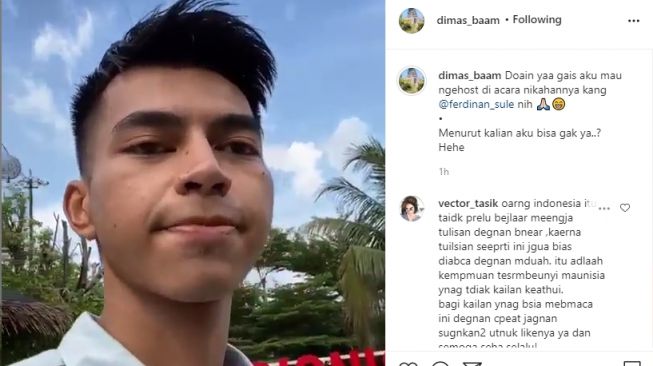 Dimas dalam acara pernikahan Sule. - (Instagram/@dimas_baam)