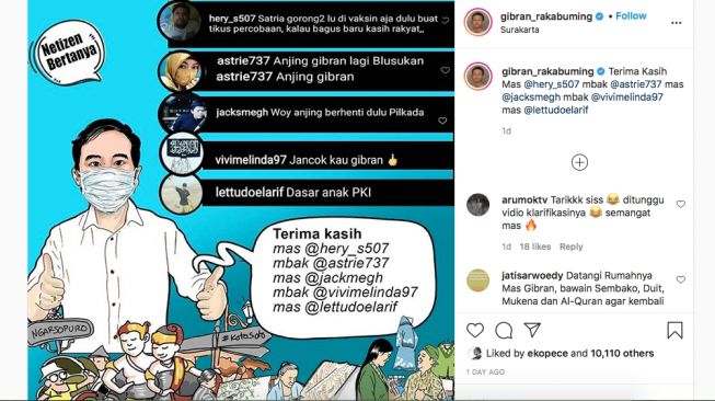 Warganet Sebut Gibran Anak PKI, Begini Balasan dari Anak Presiden