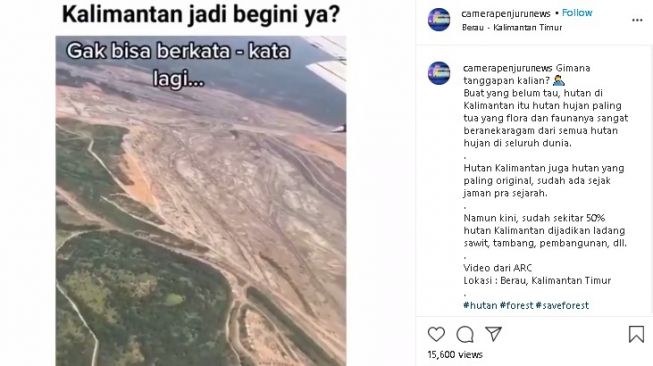 Penampakan Kalimantan dari udara. (Instagram/@camerapenjurunews)