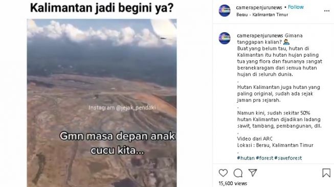 Penampakan Kalimantan dari udara. (Instagram/@camerapenjurunews)