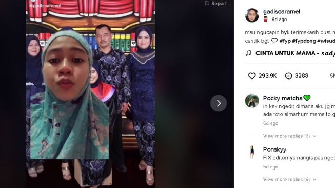 Foto wisuda bersama keluarga. (TikTok/@gadiscaramel)