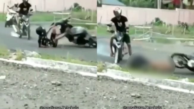 Sudah Jatuh Tertubruk Motor Pula, Balapan Liar Ini Berakhir Ngeri