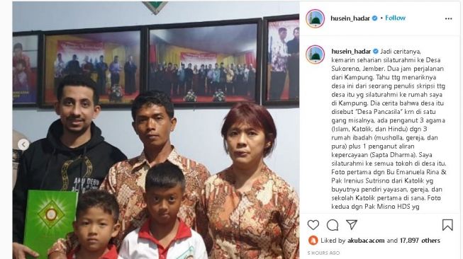 Habib Husein saat berkunjung ke Desa Pancasila. (Instagram/@husein_hadar)